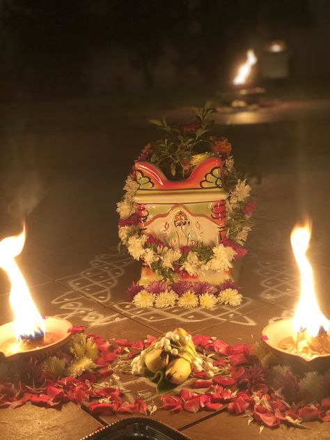 Karthigai Deepam amidst a Tulsi pot Karthikai Deepam Images, Deepam Images, Snaps Pics, Karthika Deepam, Tulsi Pot, Karthigai Deepam, Pooja Decor, Space Phone Wallpaper, Ethnic Home Decor