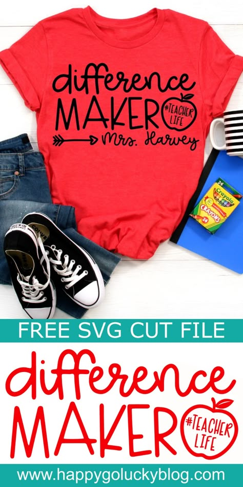 Teaching Shirts, Cricut Projects Beginner, Teacher Svg, Vinyl Shirts, Cricut Free, Cricut Craft Room, Teacher Tees, Cricut Tutorials, Teacher Appreciation Week