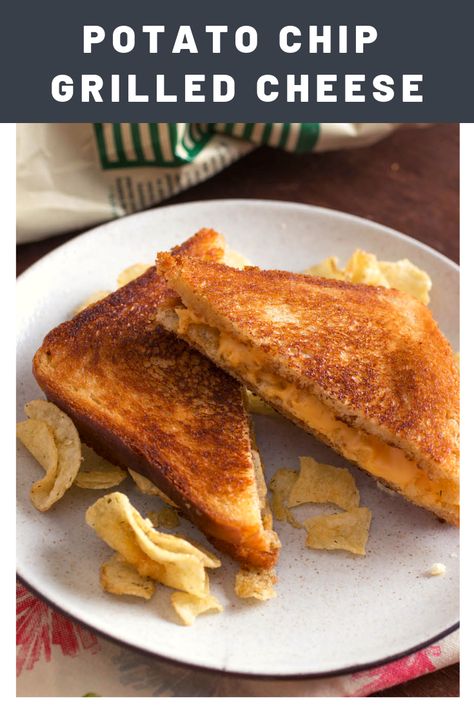 Potato Chip Grilled Cheese Recipe | Four words: Potato. Chips. In. The. Sandwich. Ok, five words. Still just as tasty.	 #sandwichrecipes #sandwiches #sandwichheaven #seriouseats #recipes Potato Chip Sandwich, Chip Sandwich, Fish And Chips Sandwich, Ultimate Grilled Cheese Sandwich Recipes, Adult Grilled Cheese Sandwiches, Sour Dough Grilled Cheese Sandwiches, Bbq Chips, Easy Cheap Dinners, Grill Cheese Sandwich Recipes