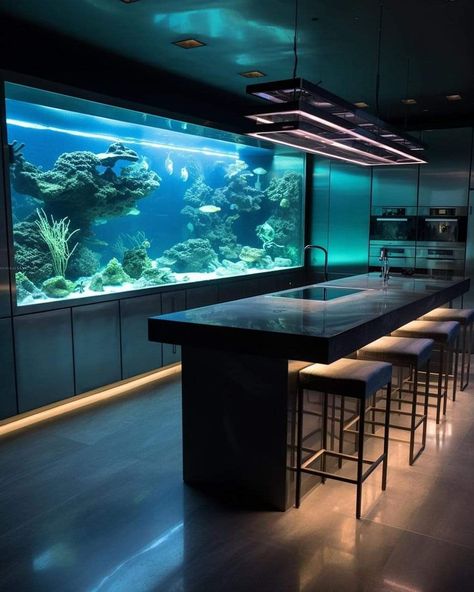 Fish Tank Wall, Wall Aquarium, Apartment Living Room Design, Home Aquarium, Aquarium Design, Design Your Dream House, Dream House Exterior, House Goals, House Flooring