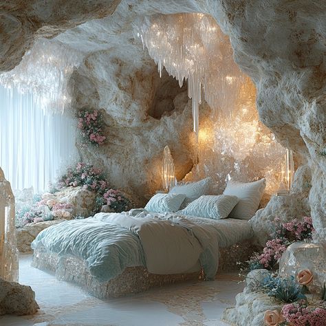 Crystal Bedroom Aesthetic, Concept Hotel, Crystal Bedroom, Crystal Cave, Bedroom Aesthetic, Aesthetic Bedroom, Spa Day, Spiritual Growth, Energy Healing