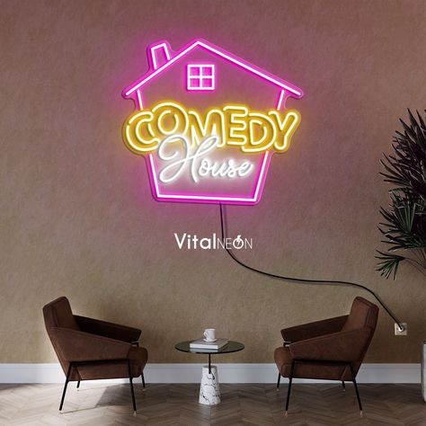 Comedy House LED Neon Light, Decor for Entertainment Spaces, led Neon Sign, Perfect for Comedy Clubs, Home Theaters, or Event Rooms by VitalNeons on Etsy Comedy Poster, Home Theaters, Neon Flex, Event Room, Light Decor, Personalized Neon Signs, Comedy Club, Led Neon Lighting, Entertainment Space