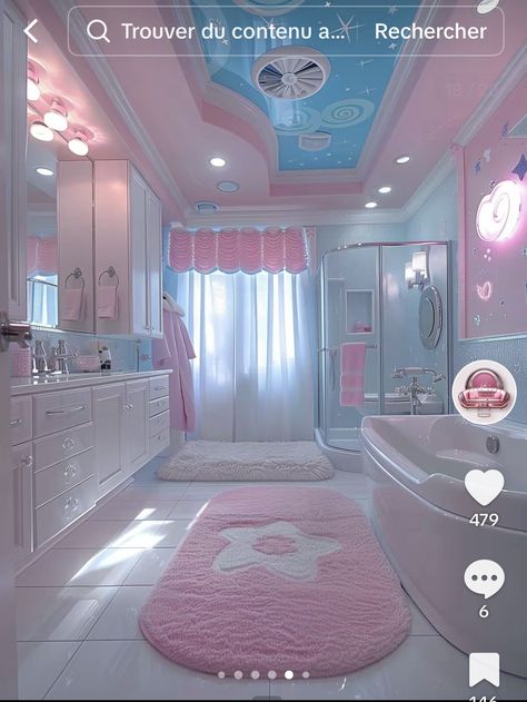 Cutecore Bathroom, Pastel Pink Bathroom, Kawaii Bathroom, Bathroom Cute, Pastel Bathroom, Girly Bathroom, Aesthetic Interior Design, Colorful Room Decor, Toilet Room