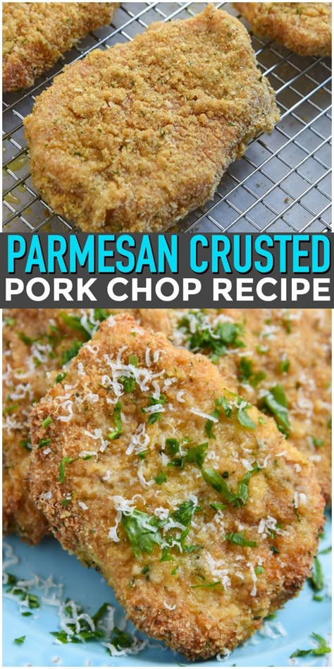 Crusted Pork Chops, Recipe For A Crowd, Parmesan Crusted Pork Chops, Parmesan Pork Chops, Boneless Pork Chop Recipes, Pork Chop Recipes Crockpot, Baked Pork Chops Oven, Pork Chop Recipe, Breaded Pork Chops