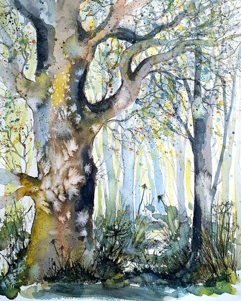 Forest Watercolor, Forest Illustration, Magic Forest, Watercolor Paintings Easy, Forest Painting, Watercolor Ink, Watercolor Artists, Watercolor Trees, Forest Art