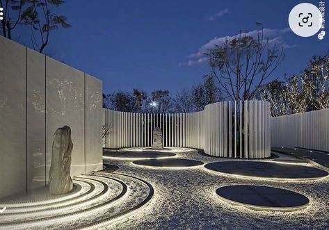 Garden Night, Water Wall Fountain, Zen Garden Design, Terrace Garden Design, Areas Verdes, Landscape Elements, Architecture Model House, Landscape Architecture Design, Entrance Design