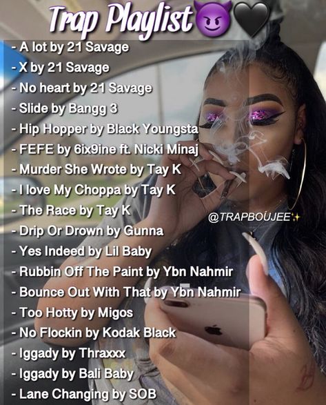 Aux Music Playlist, Female Playlist Covers, Trap Playlist Songs, Drill Music Aesthetic, Gangsta Playlist, Aux Songs, Hood Playlist Songs, Trap Music Playlist, Trap Playlist