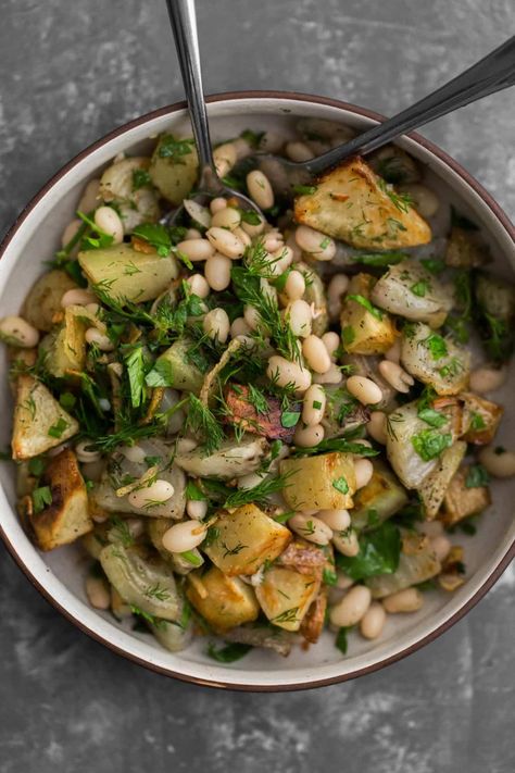 White Beets Recipes, Salad With White Beans, White Beets, White Bean Recipes, Navy Beans, Roasted Potato, Gold Potatoes, Vegan Salads, Champagne Vinegar