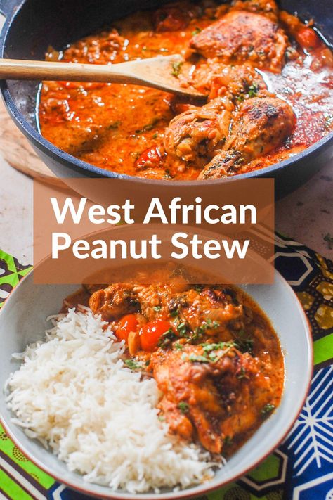 Peanut Chicken Stew, African Peanut Stew Chicken, African Chicken Peanut Stew, Nigerian Dinner Ideas, African Stew Recipes, Ethiopian Chicken, African Chicken, African Kitchen, African Peanut Stew