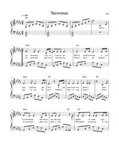 Snowman By Sia, Free Sheet Music, Sheet Music, Piano, Music, Quick Saves