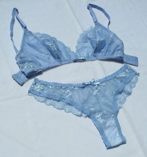 Blue Pjs Aesthetic, Blue Lingerie Aesthetic, Light Blue Lingerie, Light Blue Bra, Lingerie Aesthetic, Dr Wardrobe, Aged Clothing, Lingerie Inspiration, Blue Lingerie