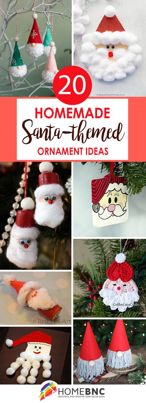 DIY Santa Ornaments Diy Santa Ornaments, Hello Christmas, Diy Santa, Paper Christmas Decorations, Santa Crafts, Neutral Christmas Decor, Homemade Ornaments, Traditional Christmas Decorations, Christmas Projects Diy