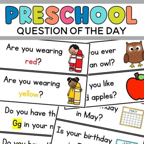 Question of the day preschool | TPT Pre K Question Of The Day, Questions Of The Day Preschool, Question Of The Day Kindergarten, Question Of The Day Preschool, Preschool Journal Prompts, Math Vocabulary Words, Pre K Curriculum, Preschool Journals, Concepts Of Print