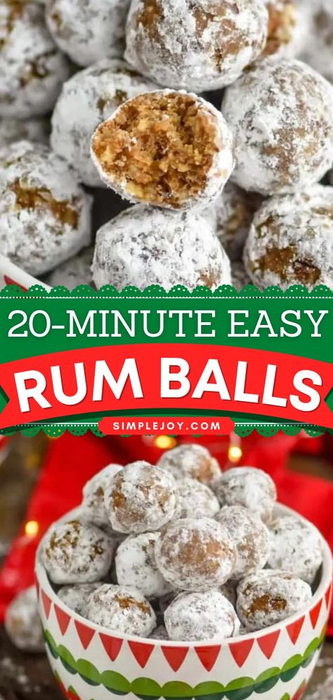 Rum Balls, christmas desserts, sweet treats, holidays Rum Balls Recipe No Bake, Healthy Rum Balls Recipe, Easy Rum Balls Recipe, How To Make Rum Balls, Christmas Rum Balls Recipe, Holiday Rum Balls, No Bake Rum Balls Recipe, Rum Balls Christmas, Non Alcoholic Rum Balls