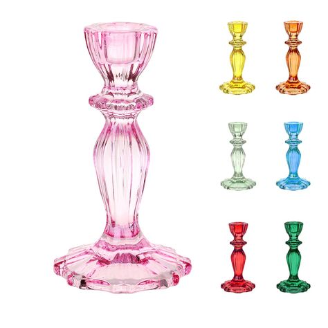 PRICES MAY VARY. Brighten up your home with Talking Tables Pink Glass Candlestick Holder. This tapered glass candle holder makes for an elegant and sophisticated addition to your table decorations A candlesticks holder is perfect for adding height to your next party tablescape, as table centrepieces for dining room or to add a pop of color to your kitchen table, mantelpiece or fireplace as home décor SIZE - This pink candle stand is 16cm high and holds 2cm candle depth. Ideal for stick candles o Elegant Christmas Table, Boho Candle Holders, Dinner Party Birthday, Boho Candle, Romantic Candle Light Dinner, Candlestick Centerpiece, Star Candle Holder, Large Candle Holders, Glass Candlestick Holders