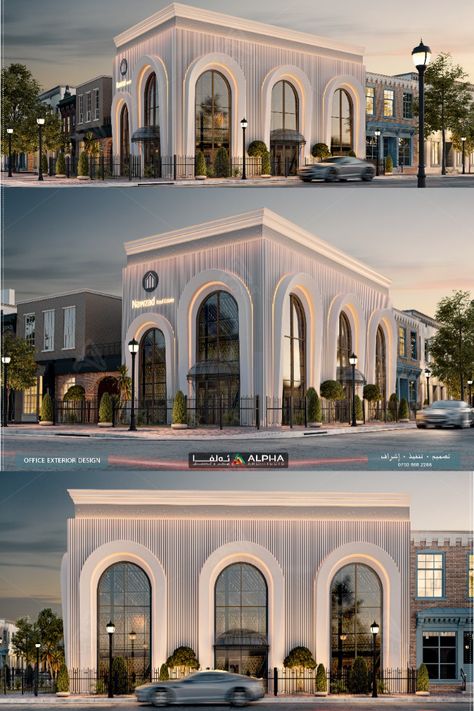 Modern Real Estate Office, Real Estate Office Design, Classic Facade Design, Modern Classical Architecture, Front Building Design, New Classical Architecture, Classic Facade, Hotel Facade, Architecture Classic