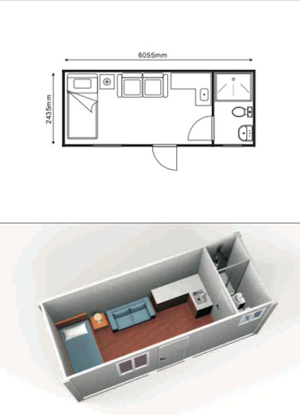 20ft $11,500 Home, Turn-Key | ContainerHomes.Net Studio Apartment Floor Plans, Shipping Container Cabin, Little House Plans, Container Cabin, Shipping Container House Plans, Building A Container Home, Small Apartment Design, Apartment Floor Plans, Tiny House Floor Plans