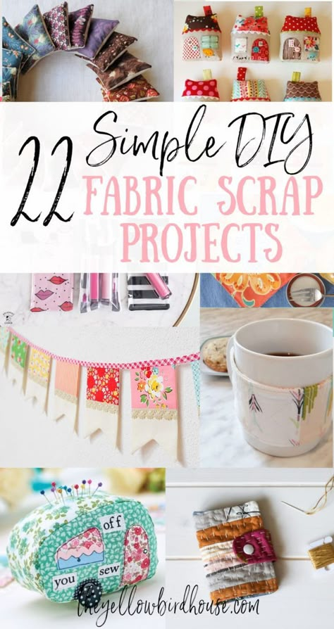 22 Simple DIY Fabric Scraps Projects to make in an afternoon. Use up some of your too-pretty-to-throw-out fabric pieces making some of these awesome DIY sewing projects. Great practical household items or sweet gift ideas. There's lots of simple sewing project using fabric scraps to choose from in this list! Fabric Scrap Projects, Scrap Projects, Creative Fabric, Fabric Crafts Diy, Diy Fabric Crafts, Scrap Fabric Crafts, Scrap Fabric Projects, Your Pretty, Small Sewing Projects