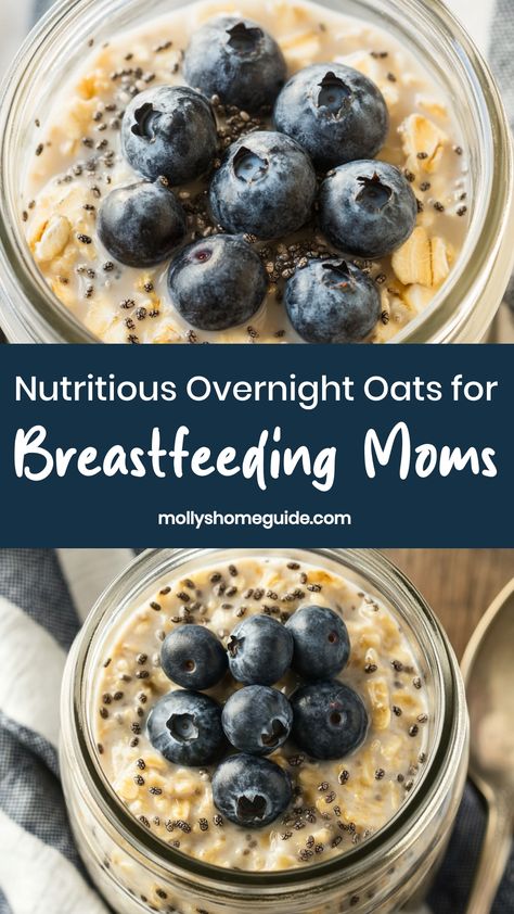 Discover delicious and nutritious overnight oats recipes designed specifically for breastfeeding moms. These easy-to-make meals are packed with essential nutrients to help support lactation and keep you energized throughout the day. From classic flavors like apple cinnamon to creative combinations like berry almond, these recipes are not only beneficial for milk production but also taste amazing. Start your day right with these flavorful and convenient overnight oats — perfect for busy moms look Apple Lactation Recipes, Best Diet For Breastfeeding Moms, Best Foods To Eat While Breastfeeding, Breakfast For Nursing Moms, Overnight Oats For Lactation, Breastfeeding Overnight Oats, Lunches For Breastfeeding Moms, Nursing Mom Meal Plan, Lactation Overnight Oats Recipes