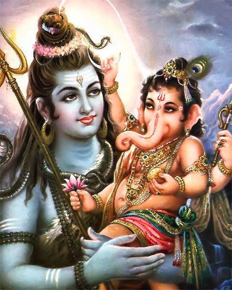 Lord Shiv Ji and his son Lord Ganesh! Lord Shiva Names, Om Gam Ganapataye Namaha, Karma Yoga, Baby Ganesha, Lord Siva, Shiva Parvati Images, Shri Ganesh, Lord Shiva Family, Lord Ganesha Paintings