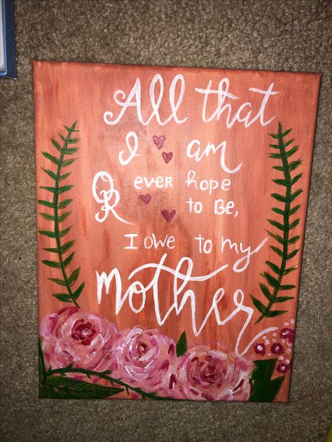 Mother's Day canvas Unique Mother's Day Painting, Things To Paint For Your Mom, Mother’s Day Painting, Mother's Day Painting Ideas Canvases, Mothers Day Canvas, Mother Painting, Day Painting, Diy Gifts For Mom, Diy Baby Gifts