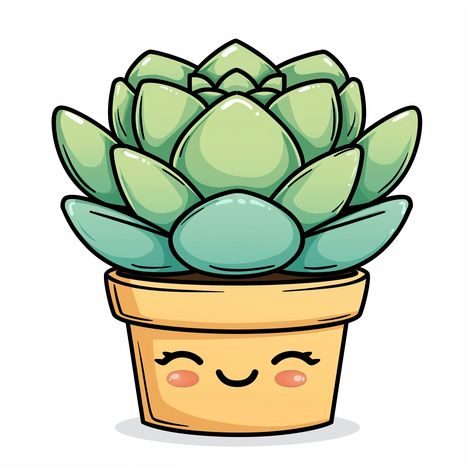 Midjourney Feed Cute Doodles Plants, Potted Cactus Drawing, Kawaii Plants Drawing, Plant In Pot Drawing, Cactus Drawing Cute, Succulent Cartoon, Cute Plant Drawings, Potted Plant Drawing, Cute Plant Doodles