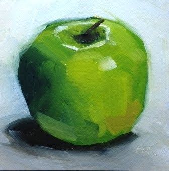 I simply love a green apple painting...the simpler the better... Apple Painting, Food Painting, Life Paintings, Still Life Oil Painting, Fruit Painting, Daily Painting, Contemporary Abstract Art, Painting Still Life, Still Life Art