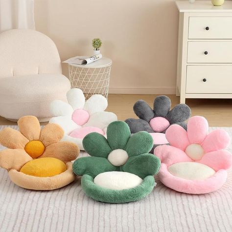 TikTok Shop: Flower Shape Chair Pillow Cute Seat Cushion 21 inch Comfy Lazy Sofa Floor Pillows Dorm Seating for Bedroom Decor Green