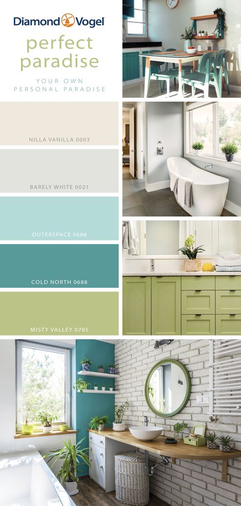 Teal And Green Kitchen, Teal Color Palette Kitchen, Aqua Green Bedroom, Sage And Aqua Color Palette, Blue And Green Bathroom Ideas Decor, Beach Themed Bathroom Paint, Tropical Paint Palette, Blue And Green Kitchen Decor Ideas, Pale Teal Bathroom