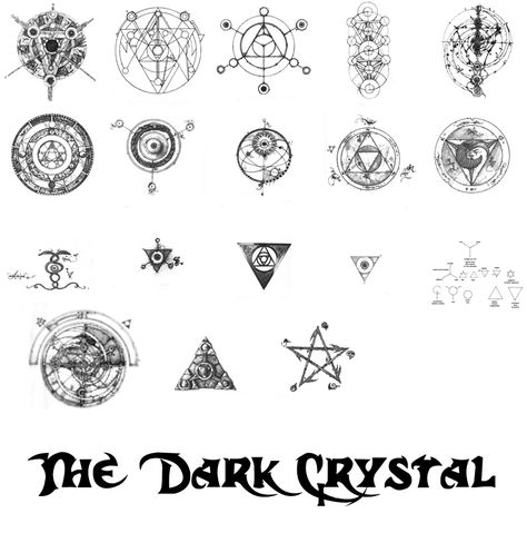 set of 23 brushes. compatible with CS3+, image pack included for everyone else. random pretty symbols I scanned out of the "World of the Dark Crystal" book by Froud. each image is also labeled for ... Pretty Symbols, Crystal Symbols, Crystal Book, Crystal Tattoo, Crystal Wedding Dress, Dark Crystal, Magic Symbols, Symbols And Meanings, The Dark Crystal