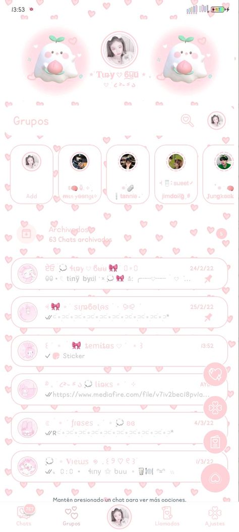 " Ghost Pink 🌸 " theme for WhatsApp Delta by @Tiny3buu #WhatsApp #Delta #soft #Estética #Temas #rosado #Themes #Aesthetic #pink #White #WhatsAppDelta 🌸🐇 How To Make Whatsapp Aesthetic, Soft Pink Wallpaper Aesthetic, Grunge Soft Aesthetic, Whatsapp Delta Themes, Telegram Chat Theme, Apps Aesthetic, Delta Themes, Futaba Y Kou, Whatsapp Apps