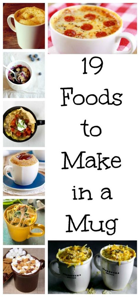 19 Foods To Make In A Mug! Meal In A Mug, Microwave Mug Recipes, Foods To Make, Baking Desserts, Recipes Baking, College Meals, Mug Recipes, Microwave Cooking, In A Mug