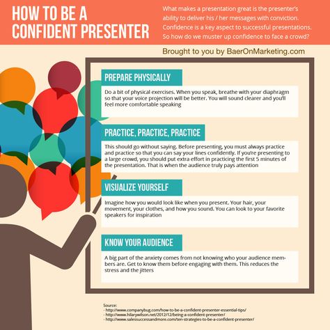 How to Be A Confident Presenter source: baeronmarketing.com How To Present A Presentation, Make A Presentation, 3d Printing Education, Aesthetic Names, Presentation Skills, Business Communication, Business Infographic, Career Growth, Mobile Marketing