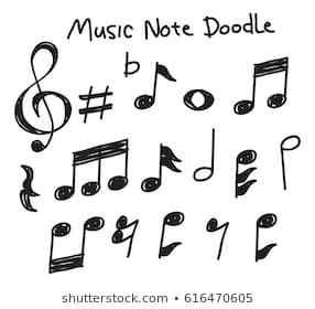 Music Notes Drawing Doodles, Notes Drawing Doodles, Music Note Doodle, Yearbook Doodles, Notes Tattoo, Music Notes Drawing, Notes Drawing, Music Sketch, Music Doodle