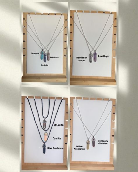 ✨ Elevate your energy with this stunning collection of healing crystal necklaces! Crafted with high-quality quartz and available in a variety of crystals, these necklaces are the perfect accessory for those seeking balance and positivity. Choose from an 18" polyester cord or a silver-plated chain to match your unique style - shop now and let the healing power of crystals adorn your soul!✨ #CrystalHealing #PositiveVibes Also available to make into Keychains! Gemstones Available: Turquoise, ... Power Of Crystals, Dyed Agate, Crystal Necklaces, Healing Power, Healing Powers, Healing Crystal, Your Soul, Positive Vibes, Crystal Necklace