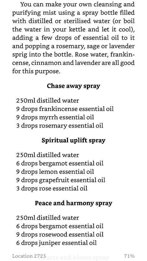 Essential oil spray recipes from "Grimoire of a Kitchen Witch" Essential Oils For Witches, Smudge Spray Recipe Essential Oils, Spray Spells, Oil Recipes Witchcraft, Fiery Wall Of Protection Oil Recipe, Banishing Oil Recipe, Witchy Sprays, Protection Oil Recipe, Spell Oil Recipe