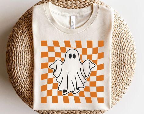 Halloween Tshirt Ideas, Ghost Outline, Purple Cactus, Spooky Season Svg, Ghost Tshirt, Groovy Halloween, Halloween Shirt Svg, Ghost Svg, Halloween Tags