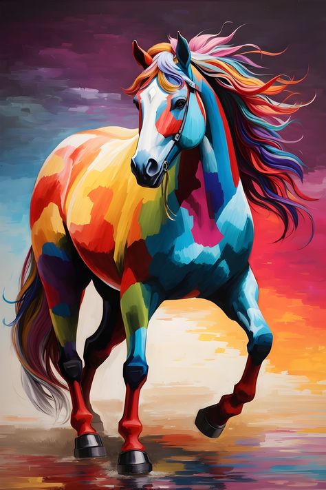 Gallop into a world of wonder with our dazzling, rainbow-colored running horse! Embrace the magic of art and nature as this vibrant equine spirit captures your heart on our Pinterest board. Witness the harmony of hues and the grace of movement in this mesmerizing blend of imagination and reality Colorful Horse Art, Horses Running, Horse Anatomy, Art And Nature, Horse Heart, Running Horse, World Of Wonder, Horse Wall Art, Running Horses