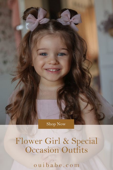 Lottle Girls Hairstyle, Little Flower Girl Hair Styles, Hair Style For Kids Girl For Wedding, Toddler Party Hairstyles Girl, Flower Girl Short Hairstyles, Fancy Toddler Hairstyles, Flower Girl Hair Toddler, Toddler Girl Wedding Hair, Girls Fancy Hairstyles