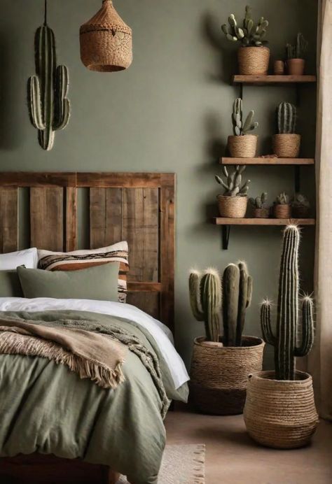 Green Western Bedroom Ideas, Forest Green Bedroom Accents, Green Shiplap Accent Wall Bedroom, Sage Western Bedroom, Sage Green Farmhouse Bedroom, Green Farmhouse Bedroom, Bedroom Ideas Trendy, Sage Green Farmhouse, Sage Bedroom