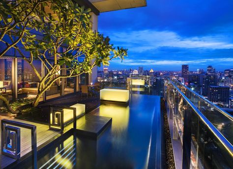 Pool Balcony, Hotel Balcony, Pool At Night, Hotel Swimming Pool, Balcony Pool, Hotel Exterior, Bangkok City, Penthouse Suite, Bangkok Hotel