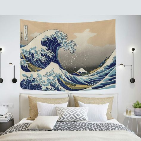 Inexpensive Wall Decor, Ocean Tapestry, Sea Wall Decor, Wall Cover, Poster Collage, Collage Photos, Deco Studio, The Great, The Great Wave