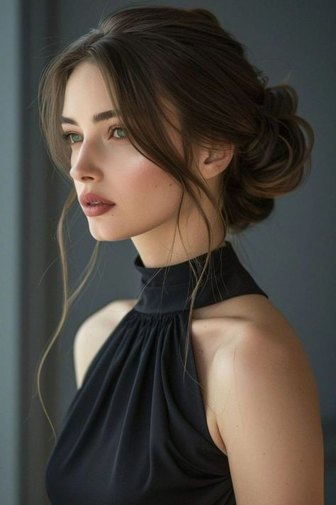 Hair Bun Hairstyles For Wedding, Wedding Hairstyles Loose Braid, Long Hair Fancy Styles, Curls Bun Hairstyles, Elegant Hair For Wedding, Hair Bun Styles For Long Hair, Wedding Elegant Hairstyles, Elegant Women Hairstyles, Wedding Hairstyles Classic