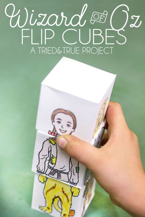 Your kid is going to have tons of fun coloring and folding these Wizard of Oz Flip Cubes. Mix and match the character's heads, bodies, and legs for tons of laughs! Wizard Of Oz Art Projects For Kids, Wizard Of Oz Games Activities, Wizard Workshop, Wizard Of Oz Crafts For Kids Ruby Slippers, Wizard Of Oz Unit Study, Diy Emerald City Wizard Of Oz, Kansas Day, Wizard Of Oz Book, Land Of Oz