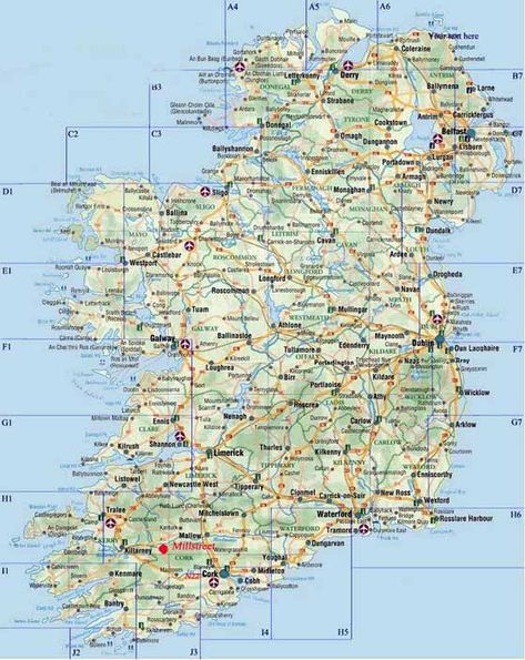 Large map of Ireland Map Of Ireland, Ireland Hotels, Ancient Ireland, Ireland Road Trip, Ireland Map, Ocean Resort, Panoramic Photography, Destin Hotels, Exotic Beaches