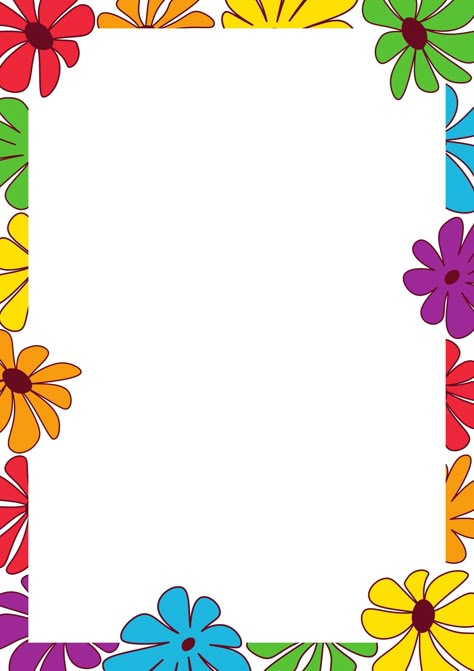 Colorful Rainbow Floral Pride A4 Stationary Page Border - Templates by Canva Rainbow Border Design, Floral Border Design Frames, Teachers Illustration, Calendar Background, Colorful Borders Design, Border Templates, Simple Frame, Colorful Borders, Page Borders Design