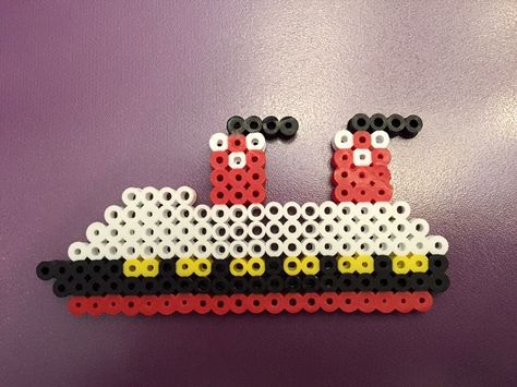 Easy to do cabin gift. Can even add a magnet on the back and place it on your cabin door. Titanic Perler Beads, Disney Cruise Door Decorations, Disney Cruise Fish Extender, Cabin Gifts, Disney Cruise Door, Melt Beads Patterns, Cabin Door, Disney Cruise Shirts, Disney Cruise Vacation