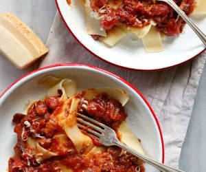 Pasta+all’Amatriciana Braised Pork Ragu, Pasta All Amatriciana, Pork Ragu, Seared Pork Chops, All Amatriciana, Canning Whole Tomatoes, Freezer Friendly Meals, One Pot Dinner, Nyt Cooking