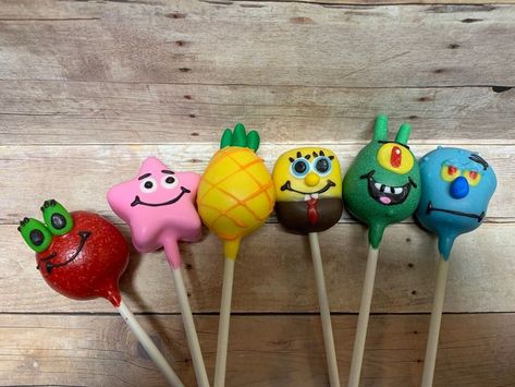 Friends Cake Pops, Spongebob Party Food, Cake Pops Vanilla, Gangster Spongebob, Frosting Chocolate Cake, Spongebob Party Decorations, Chocolate Cake With Chocolate Frosting, Cake With Rainbow, Pumpkin Cake With Cream Cheese