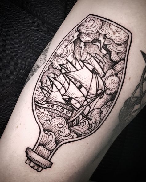 Rock Bottom Tattoo, Ship In A Bottle Tattoo, Bottom Tattoo, In A Bottle Tattoo, Cool Tattoos For Girls, Ship In Bottle, Ship In A Bottle, Hourglass Tattoo, Bottle Tattoo